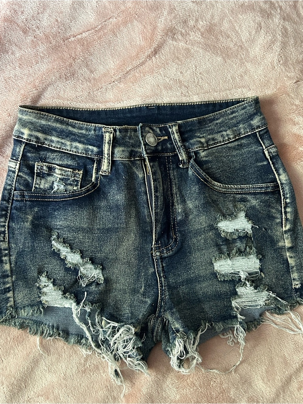 SHEIN NWOT High Waisted Distressed Ripped Denim Shorts Size XXS / 0